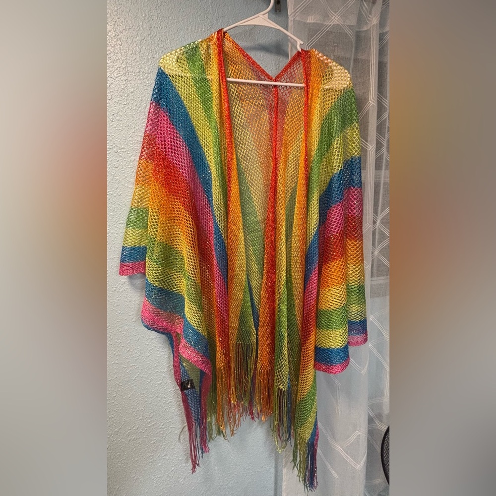Colorful Rainbow Knit Shawl